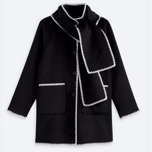 KATE SPADE Novelty Faux Wool Jacket with Matching Scarf